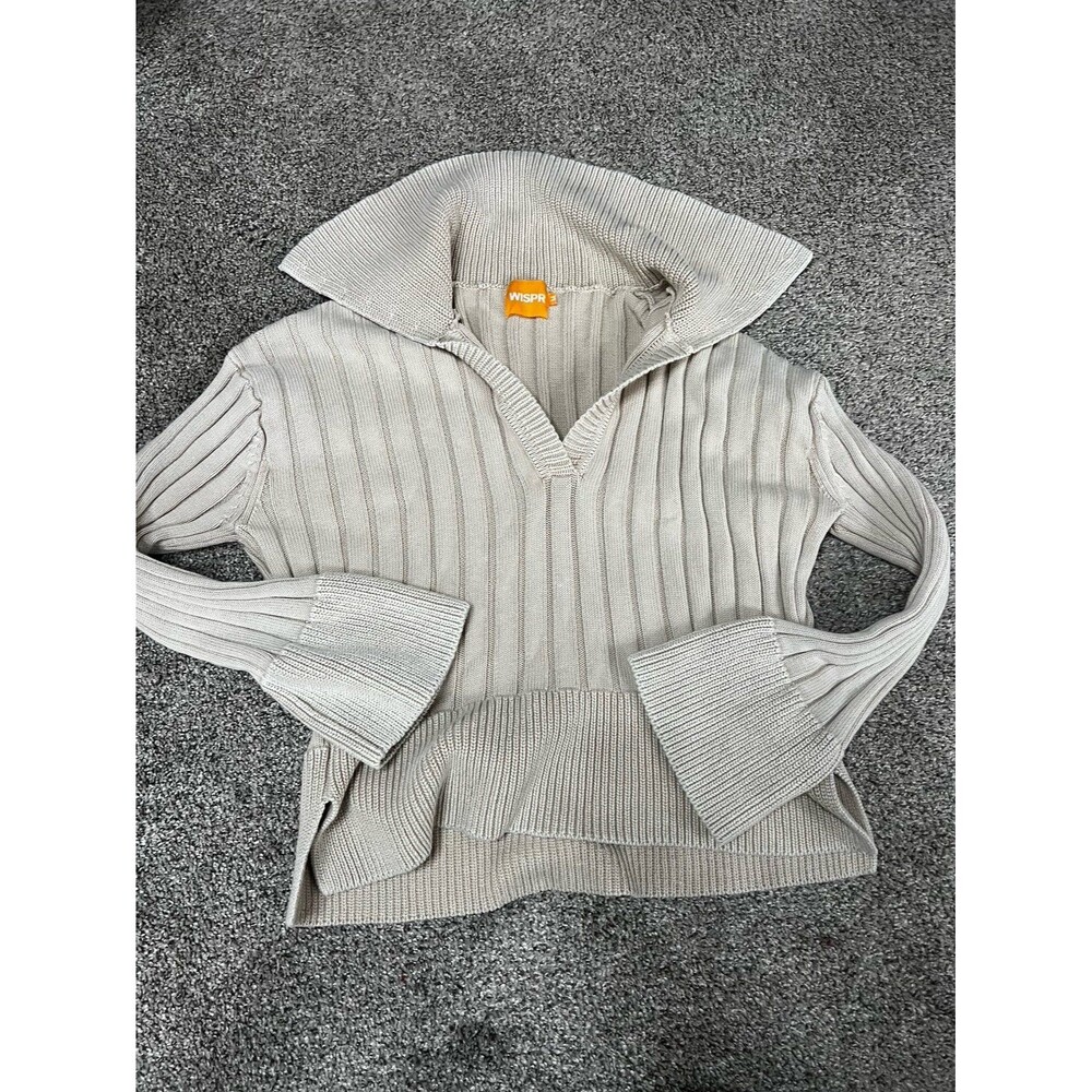 Wispr cotton collared sweater with bell sleeves